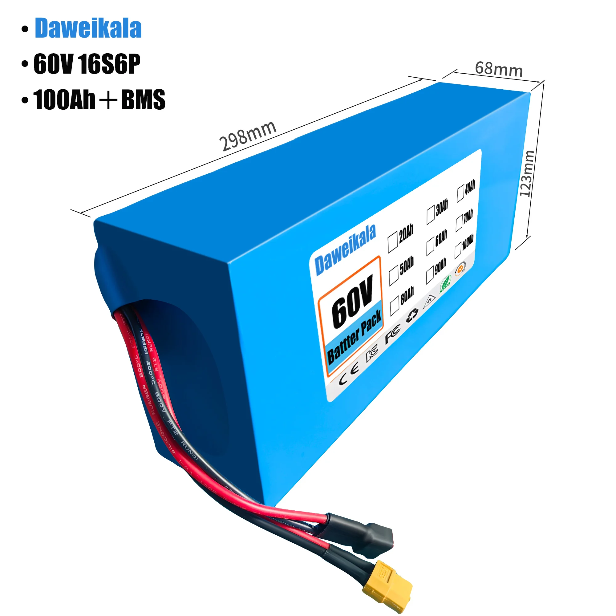 60V 50Ah Electric Scooter Battery - Baterai ebike 60V 100Ah 16S6P 18650