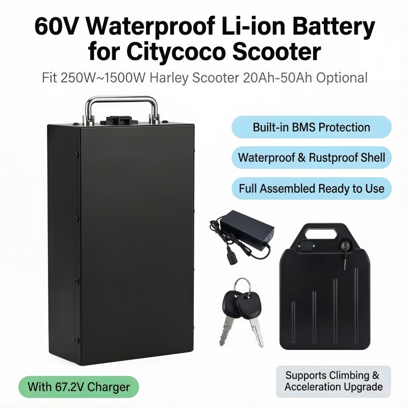 60V 50Ah Electric Scooter Battery - Baterai Lithium 60V Penggantian Cepat, Output