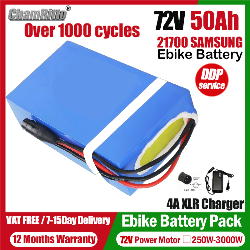 72V 50Ah 21700 Lithium Battery - Sepeda Listrik 72V cham-rider 84V 3000w