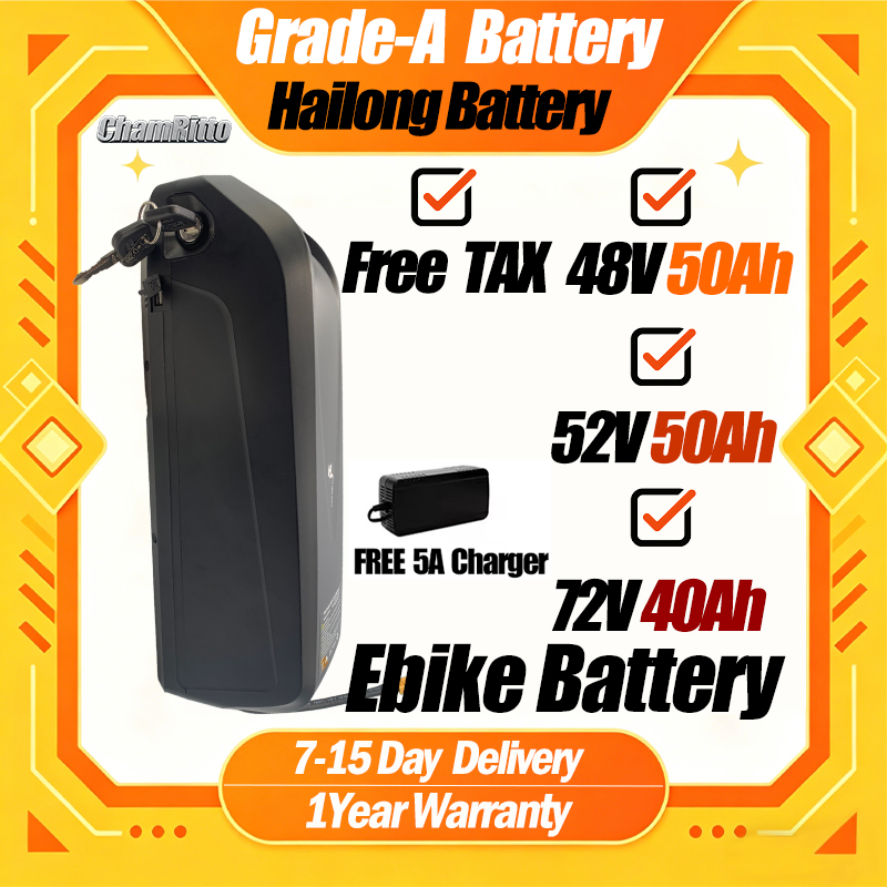 72V 50Ah 21700 Lithium Battery - Baterai Ebike Hailong 48V 50AH 52V