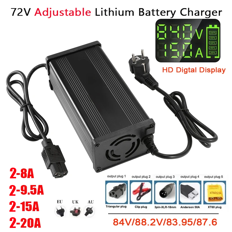 72V 15A Fast Charger - Pengisi daya baterai lithium dengan arus